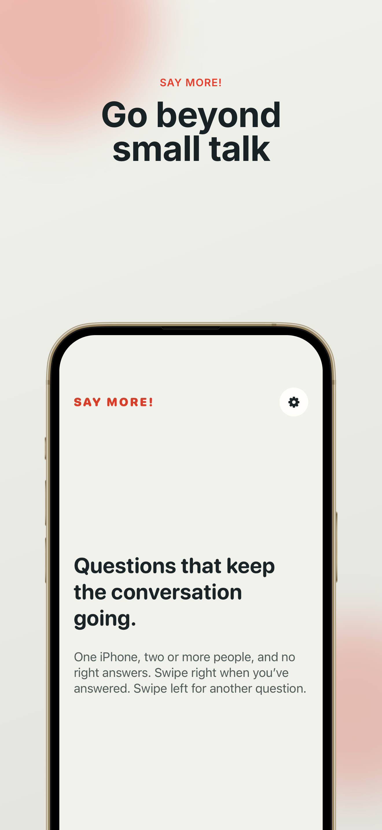 Localized Say More! screen with a question and Another and Answered buttons.